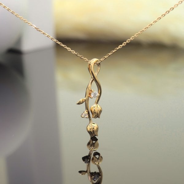 14 Ayar Altın Gül Kolye