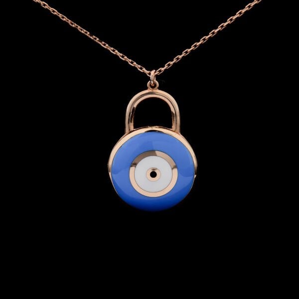 14 Ayar Altın Nazar Boncuk Kilitli Kolye