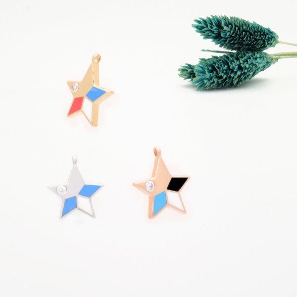 14 Ayar Altın Taşlı Mineli Yıldız Kolye