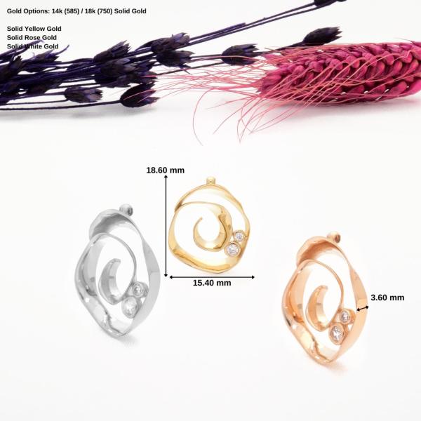 14 Ayar Altın 2 Taşlı Spiral Kolye