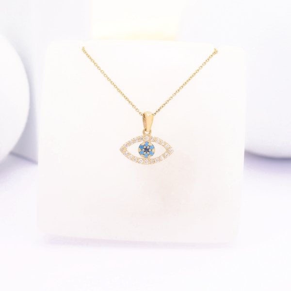 14 Ayar Altın Göz Kolye
