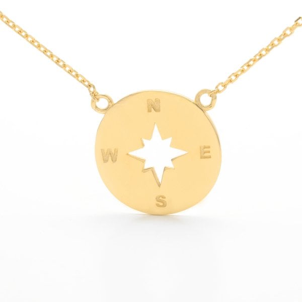14 Ayar Altın Pusula Kolye