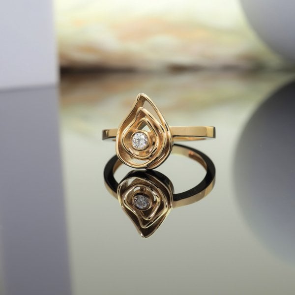 14 Ayar Altın Damla Yüzük