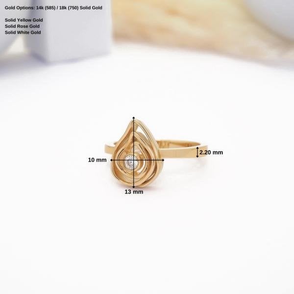 14 Ayar Altın Damla Yüzük