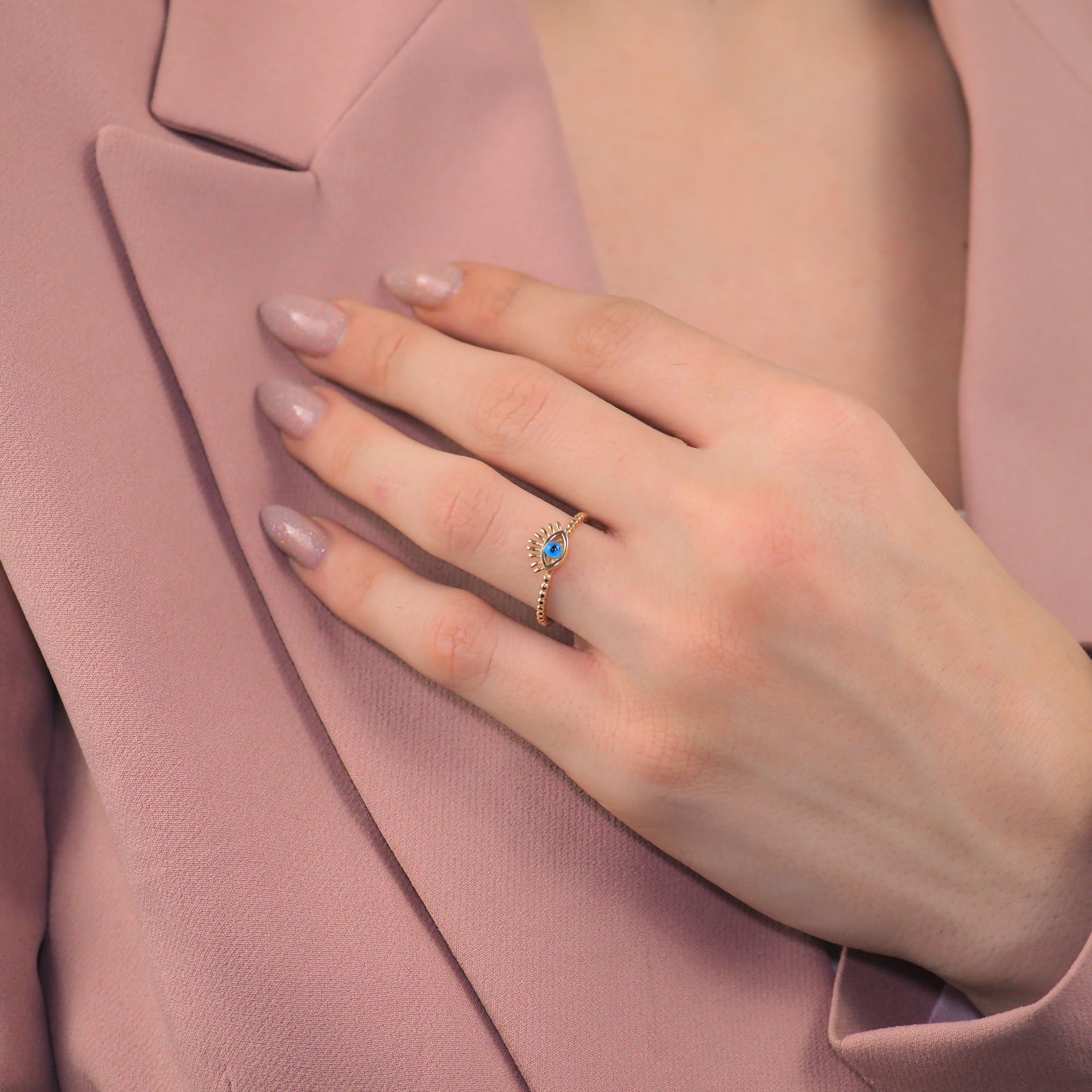 14 Ayar Altın Göz Yüzük