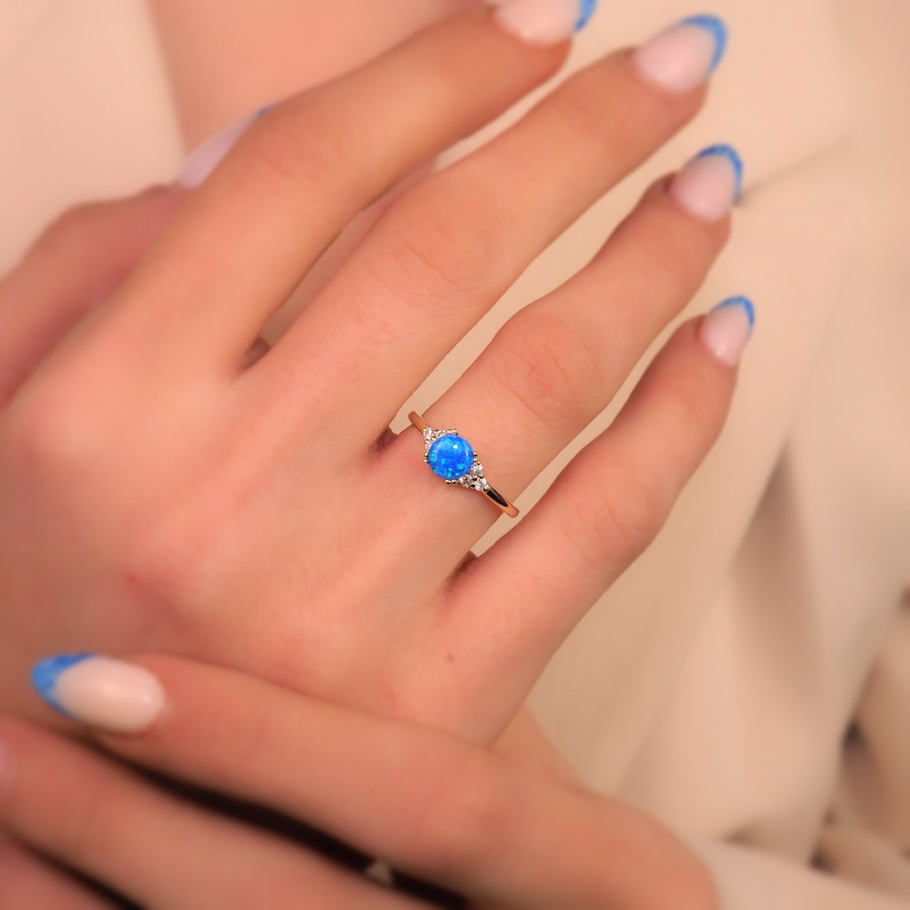 14 Ayar Altın Opal Taşlı Yüzük