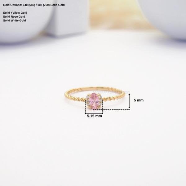 14 Ayar Altın Renkli Taşlı Yüzük