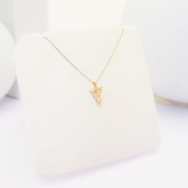 14 Ayar Altın Pizza Dilimi Kolye