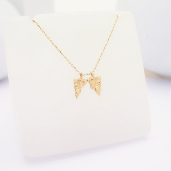 14 Ayar Altın Pizza Dilimi Kolye