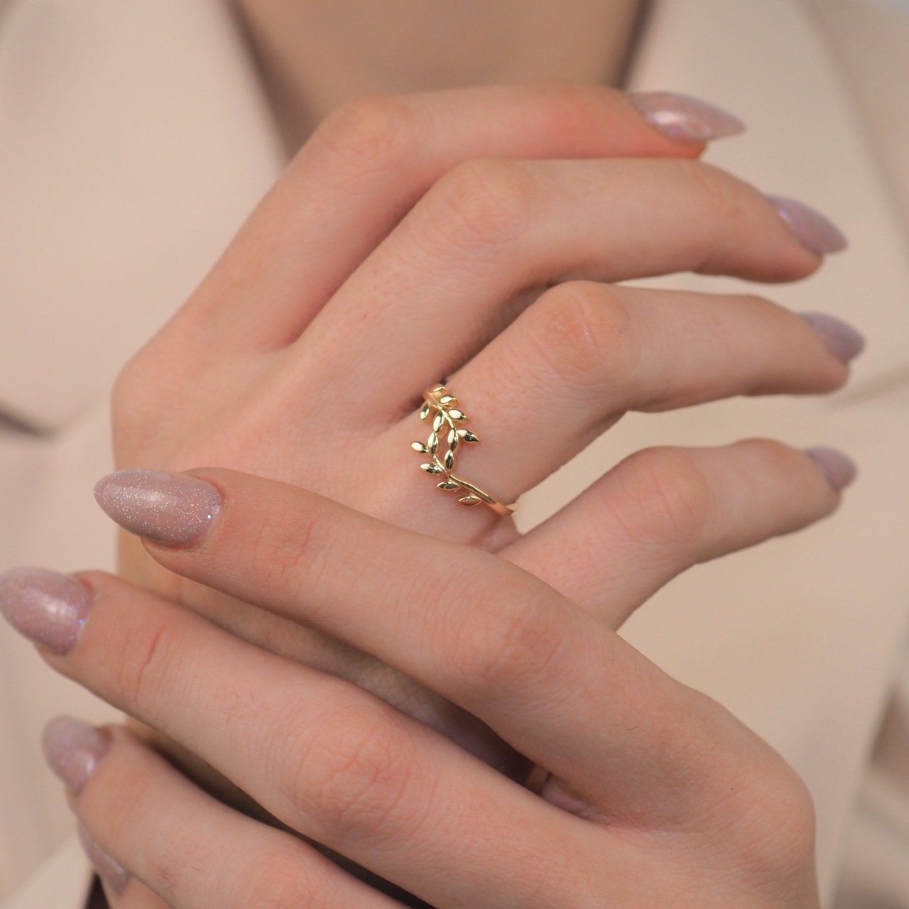 14 Ayar Altın Zeytin Dalı Yüzük