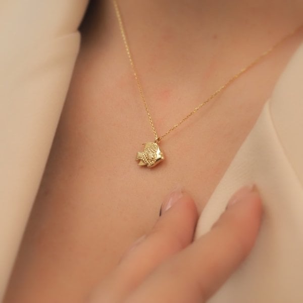 14 Ayar Altın Balık Kolye