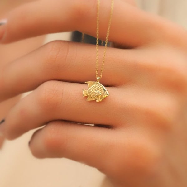 14 Ayar Altın Balık Kolye