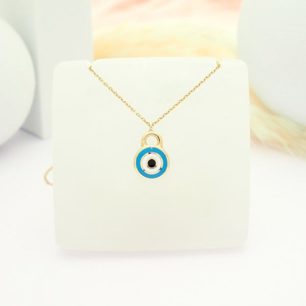 14 Ayar Altın Nazar Kilit Kolye
