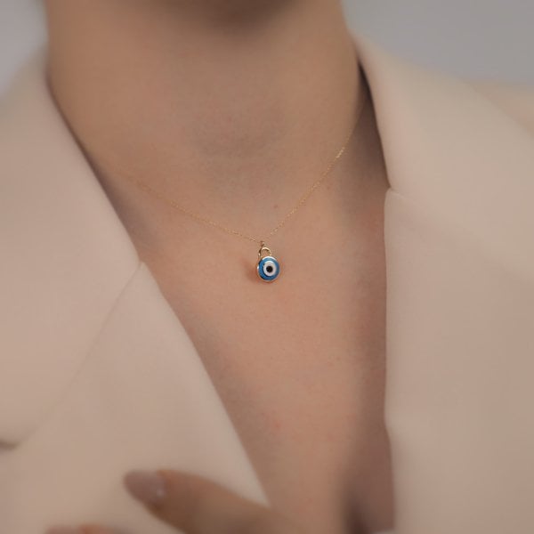 14 Ayar Altın Nazar Kilit Kolye