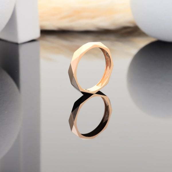 14 Ayar Altın Geometrik Zarif Yüzük