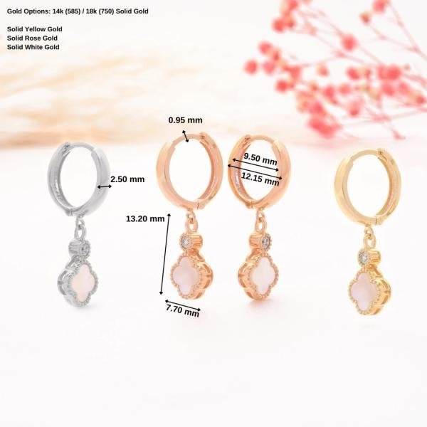 14 Ayar Altın Sedef Küpe