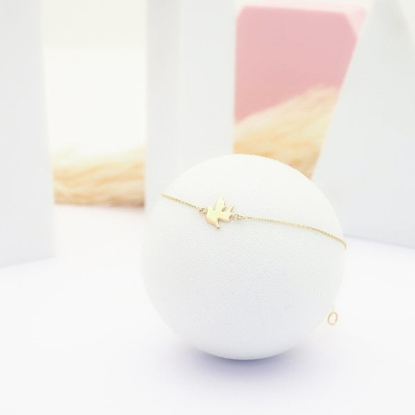 14 Ayar Altın Kuş Bileklik