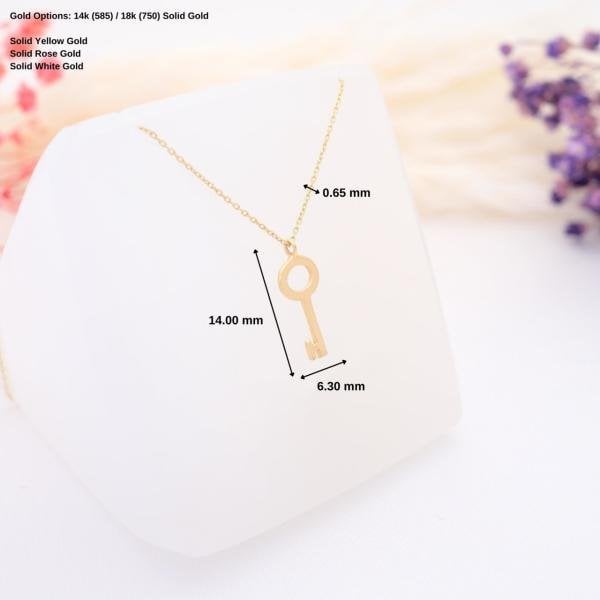 14 Ayar Altın Mini Anahtar Kolye
