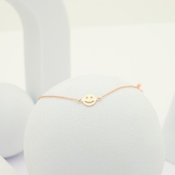 14 Ayar Altın Gülen Yüz Bileklik