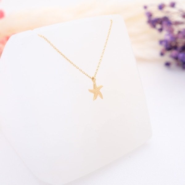 14 Ayar Altın Deniz Yıldızı Kolye