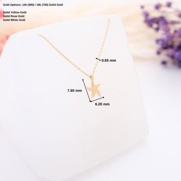14 Ayar Altın Deniz Yıldızı Kolye Sarı - 42cm