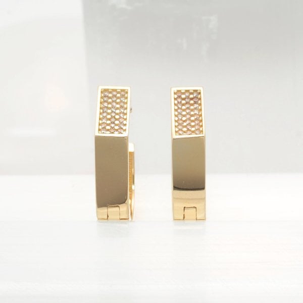 14 Ayar Altın 2 Sıra Taşlı Küpe