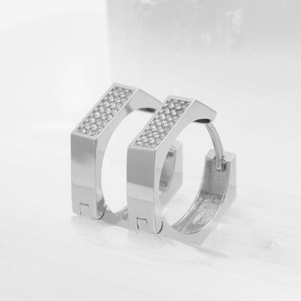 14 Ayar Altın 2 Sıra Taşlı Küpe