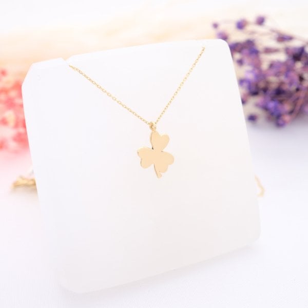 14 Ayar Altın Şans Yoncası Kolye