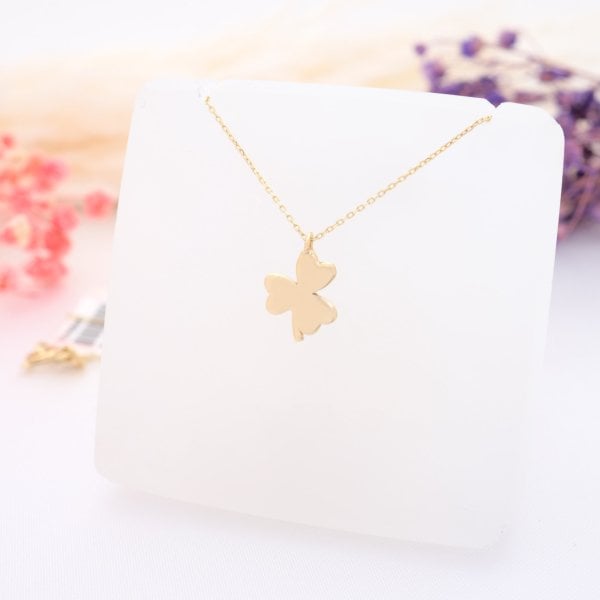 14 Ayar Altın Şans Yoncası Kolye