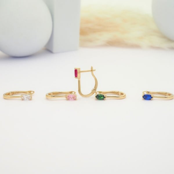 14 Ayar Altın Oval J Küpe