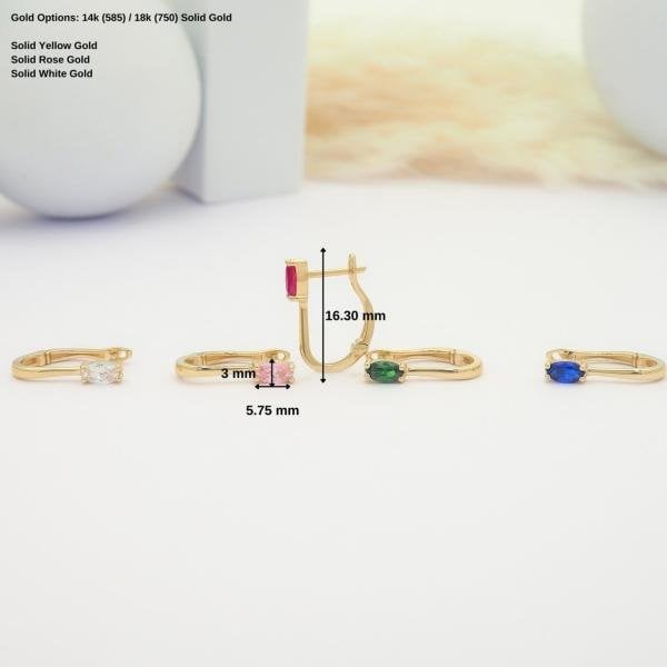 14 Ayar Altın Oval J Küpe