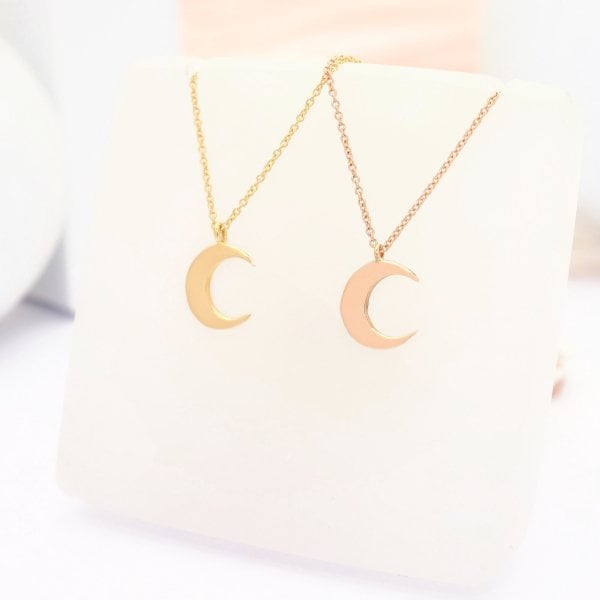 14 Ayar Altın Hilal Kolye