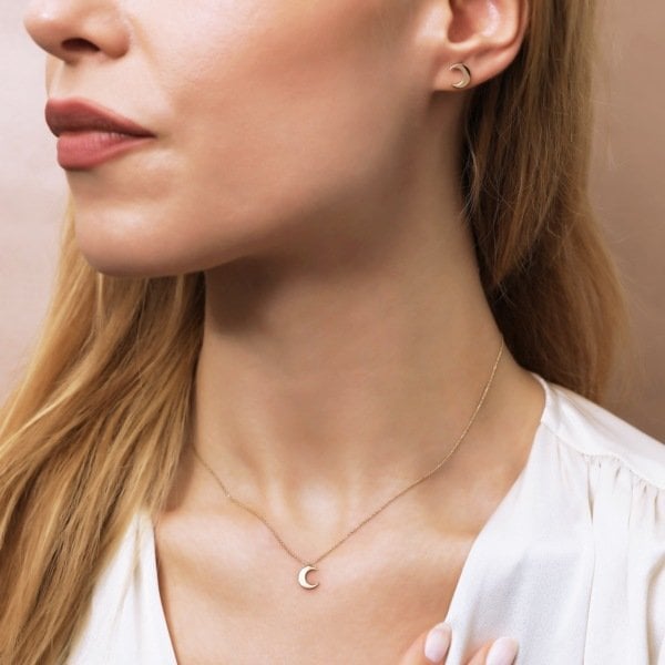 14 Ayar Altın Hilal Kolye