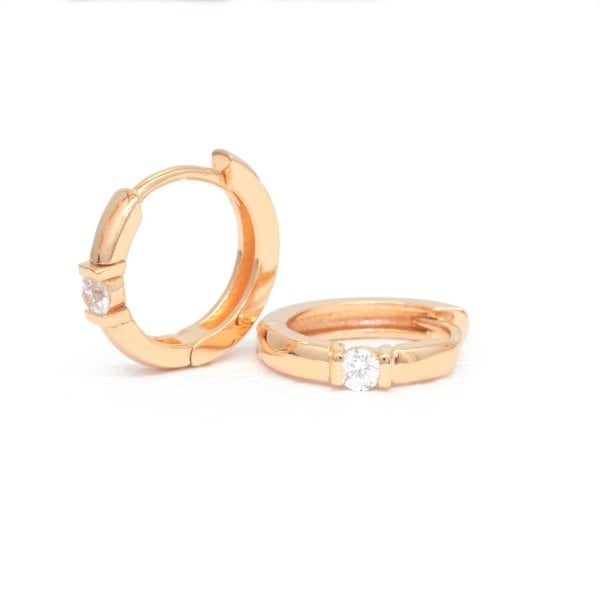 14 Ayar Altın Tek Taş Küpe