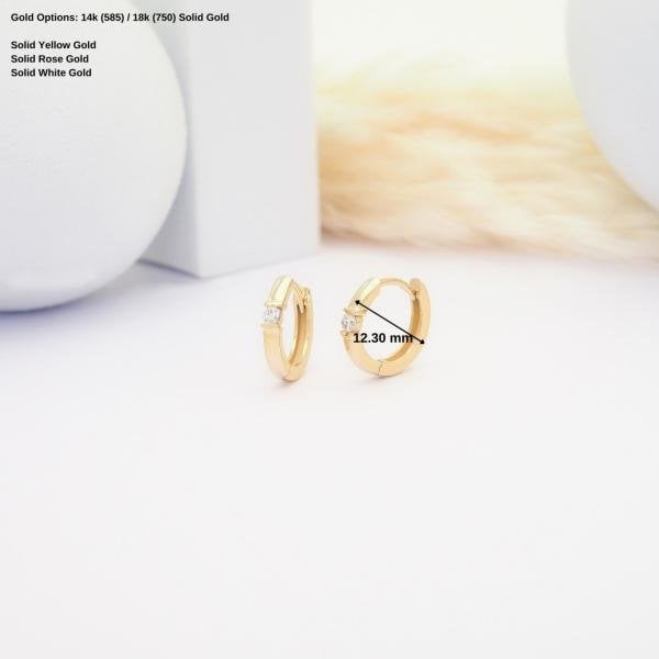 14 Ayar Altın Tek Taş Küpe