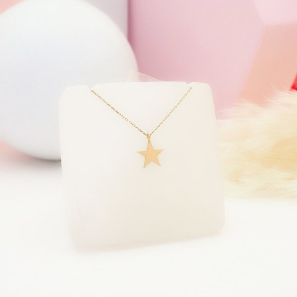 14 Ayar Altın Zarif Yıldız Kolye