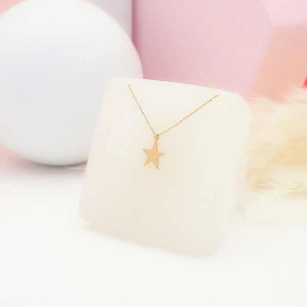 14 Ayar Altın Zarif Yıldız Kolye