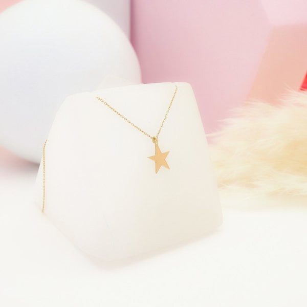 14 Ayar Altın Zarif Yıldız Kolye