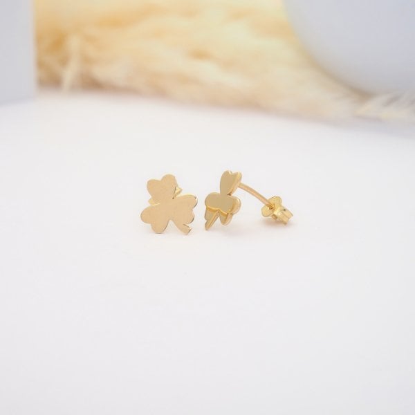 14 Ayar Altın Yonca Küpe