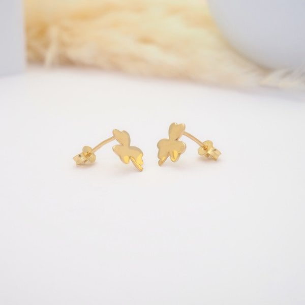 14 Ayar Altın Yonca Küpe