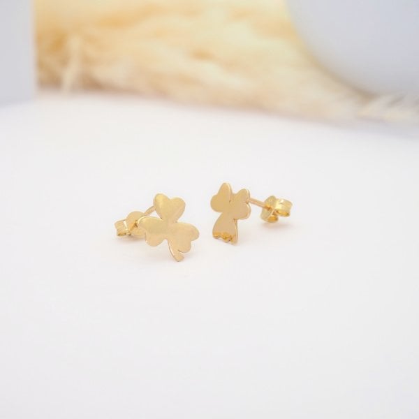 14 Ayar Altın Yonca Küpe