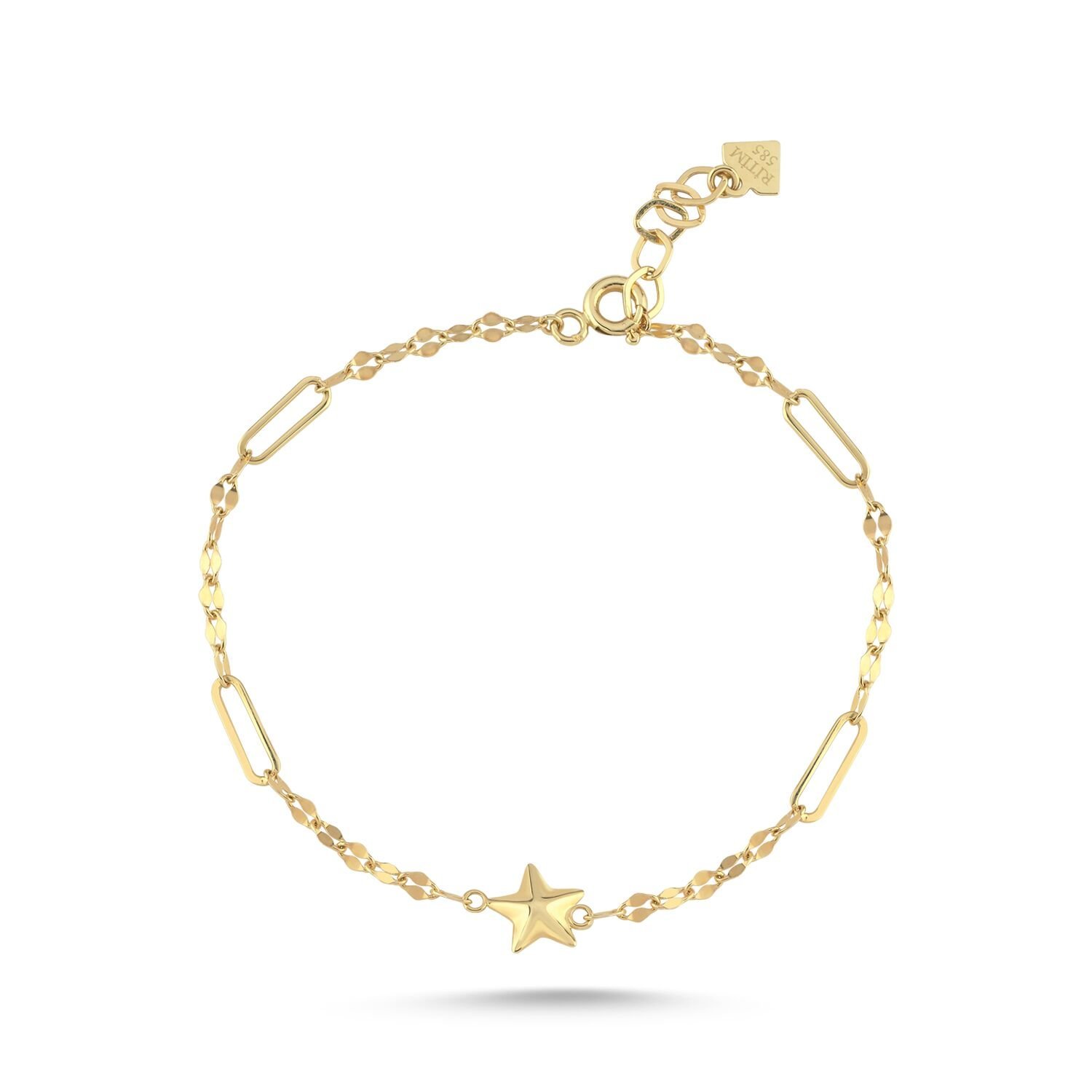 Yıldız Figürlü Ataç Zincir Altın Bileklik