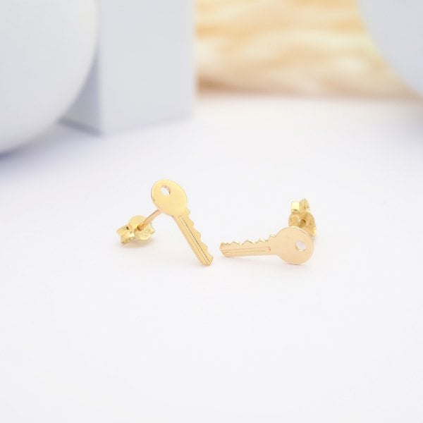 14 Ayar Altın Klips Anahtar Küpe