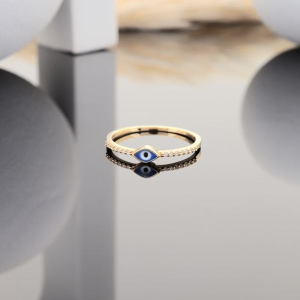 14 Ayar Altın Mini Göz Yüzük