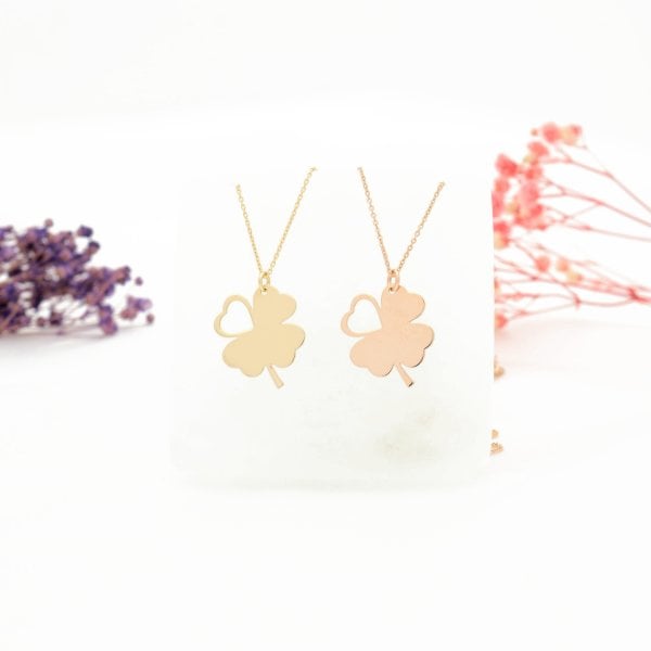 14 Ayar Altın Yonca Kolye