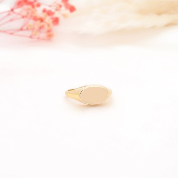 14 Ayar Altın Zarif Oval Yüzük