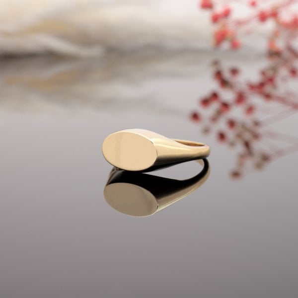 14 Ayar Altın Zarif Oval Yüzük