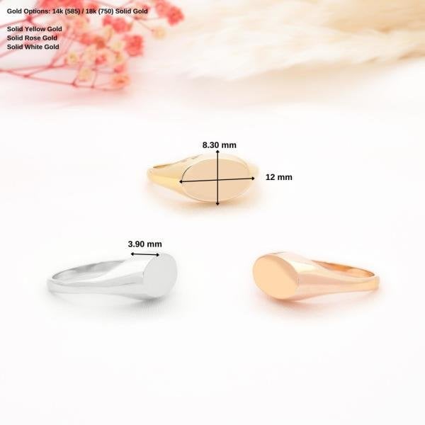 14 Ayar Altın Zarif Oval Yüzük