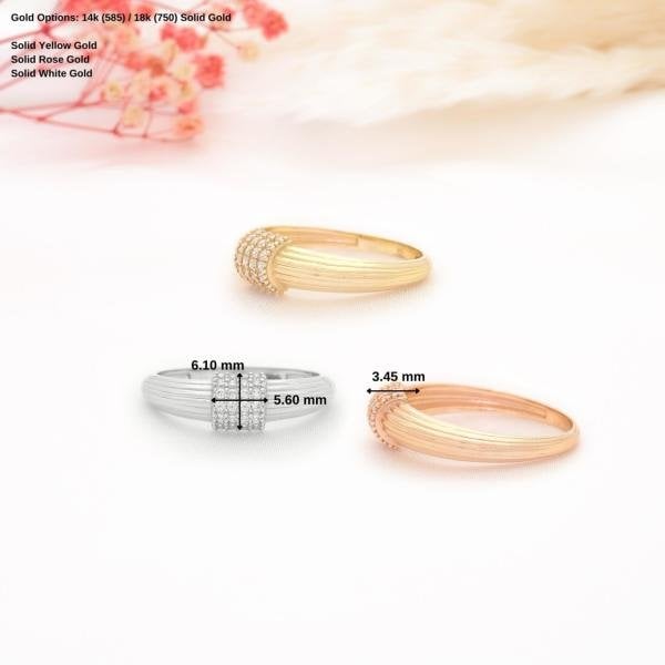 14 Ayar Altın 8 Sıralı Taşlı Yüzük