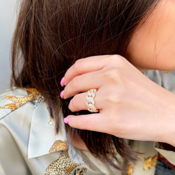 14 Ayar Altın Zincir Yüzük